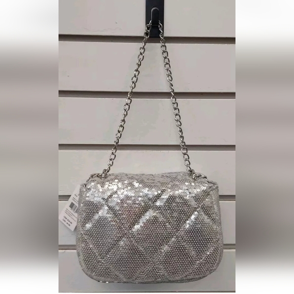 Claires Glitter Small Crossbady Bag - Silver - Picture 3 of 6